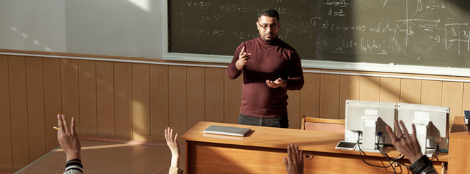 Professor teaching class